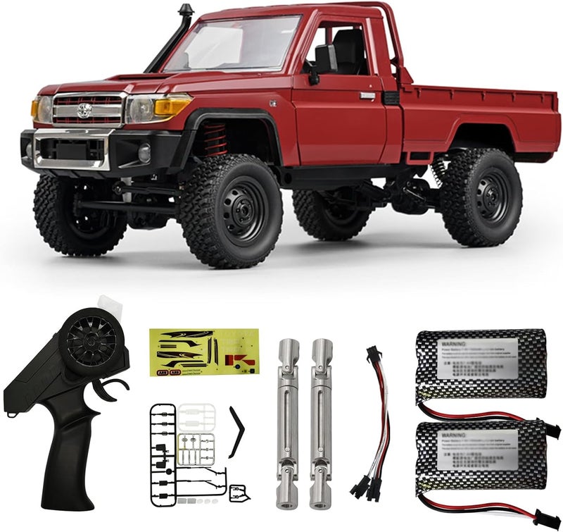 Skymaker MN82 RC Crawler 1/12 RC Truck 4x4 Toyota LC79 Remote Control Car 2.4GHz Off Road RC Car with Metal Drive Shaft & Two 1500mAh Battery RTR Vehicle for RC Hobby Adult Red - Image 1